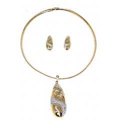 Ras de cou doré en pierre  scintillante + boucles d'oreilles