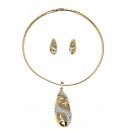 Ras de cou doré en pierre  scintillante + boucles d'oreilles