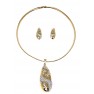 Ras de cou doré en pierre  scintillante + boucles d'oreilles