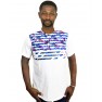 Chemise  tissu avec pagne woodin cou rond ,manche courte blanc,bleu,rose,gris