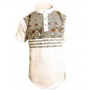chemise homme tissus et pagne wooding noir-jaune manche courte