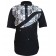 Tunique brodée  en tissu et pagne woodin, noir, blanc, gris