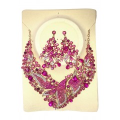 Parrure "rose" à pierre dorée avec boucle d'oreile