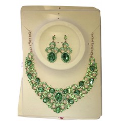 Parrure "vert" sintillante avec boucle d'oreile