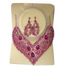 Parrure rose scintillante avec boucle d'oreille