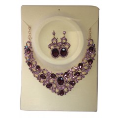 Parrure marron à pierre scintillante avec boucle d'oreile