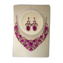 Parrure "rose" à pierre avec boucle d'oreille