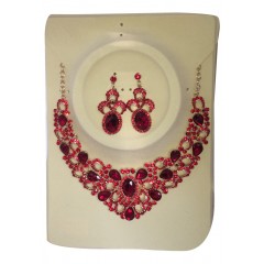 Parrure rouge à pierre dorée avec boucle d'oreille