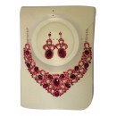 Parrure rouge à pierre dorée avec boucle d'oreille
