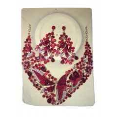 Collier dorée en pierre  scintillante + boucles d'oreilles