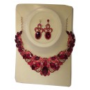 Parrure rouge à  grosse pierre avec boucle d'oreille