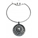 Ras de cou argenté avec boucle d'oreille à pierre