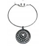 Ras de cou argenté avec boucle d'oreille à pierre