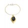 Ras de cou doré avec boucle d'oreille à pierre scintillante"noir"