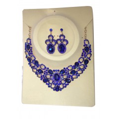 Parrure "bleu" à pierre avec boucle d'oreille
