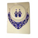 Parrure "bleu" à pierre avec boucle d'oreille