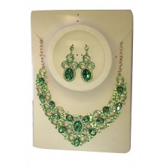 Parrure "vert" à pierre avec boucle d'oreille
