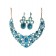 Parrure "bleu" à pierre dorée avec boucle d'oreille