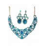 Parrure "bleu" à pierre dorée avec boucle d'oreille
