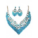 Parrure argentée à pierre" bleu" avec boucle d'oreille