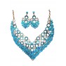 Parrure argentée à pierre" bleu" avec boucle d'oreille