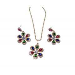 Ensembles bijoux plaqué  avec des pierres "vert,rose,bleu""