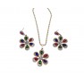 Ensembles bijoux plaqué  avec des pierres "vert,rose,bleu""