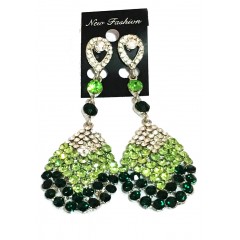 boucles d'oreilles en perles verts blancs scintillantes