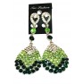 boucles d'oreilles en perles verts blancs scintillantes