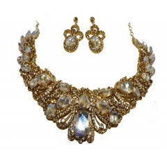 Parrure  dorée à pierre scintillante avec boucle d'oreille
