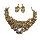 Parrure  dorée à pierre scintillante avec boucle d'oreille