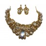 Parrure  dorée à pierre scintillante avec boucle d'oreille