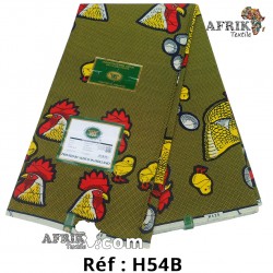 Pagne Hollandais 54B- 6 yards 100% coton - La poule et ses poussins