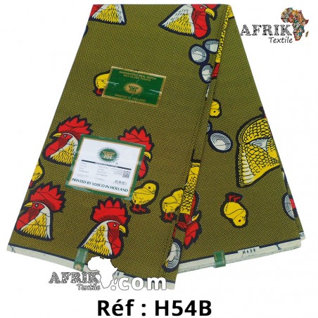 Pagne Hollandais 54B- 6 yards 100% coton - La poule et ses poussins