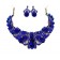 Parrure scintillante à grosses pierres "bleu" avec boucle d'oreille