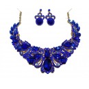 Parrure scintillante à grosses pierres "bleu" avec boucle d'oreille