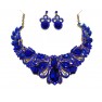 Parrure scintillante à grosses pierres "bleu" avec boucle d'oreille