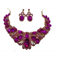 Parrure à pierre scintillante" violet" avec boucle d'oreille
