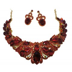 Parrure à pierre scintillante avec boucle d'oreille marron