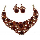 Parrure à pierre scintillante rouge avec boucle d'oreille