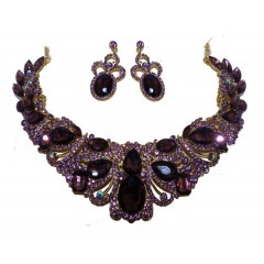 Parrure à pierre scintillante"violet" avec boucle d'oreille