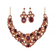 Parrure "rouge" à pierre avec boucle d'oreille