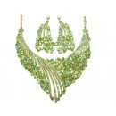 Parrure "vert"scintillante à pierre avec boucle d'oreille