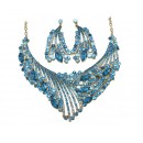 Parrure "bleu"scintillante à pierre avec boucle d'oreille