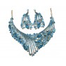 Parrure "bleu"scintillante à pierre avec boucle d'oreille