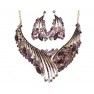 Parrure "violet"scintillante à pierre avec boucle d'oreille