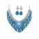 Parrure "bleu"scintillante à grosses pierres avec boucle d'oreille