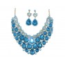 Parrure "bleu"scintillante à grosses pierres avec boucle d'oreille