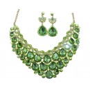 Parrure "vert"scintillante à grosses pierres avec boucle d'oreille