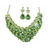 Parrure "vert"scintillante à grosses pierres avec boucle d'oreille